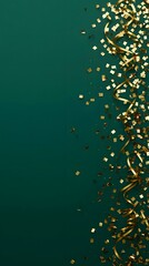 Emerald green with golden bokeh cluster in corner, elegant Christmas background