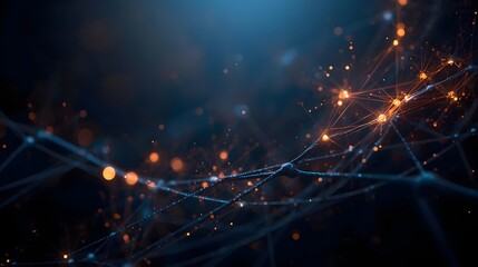 Deep blue holiday bokeh with warm sparks, dreamy festive backdrop