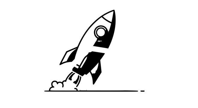 Dynamic rocket blasting off with fiery exhaust creating a powerful sense of launch and forward momentum ideal for innovation and startup themes