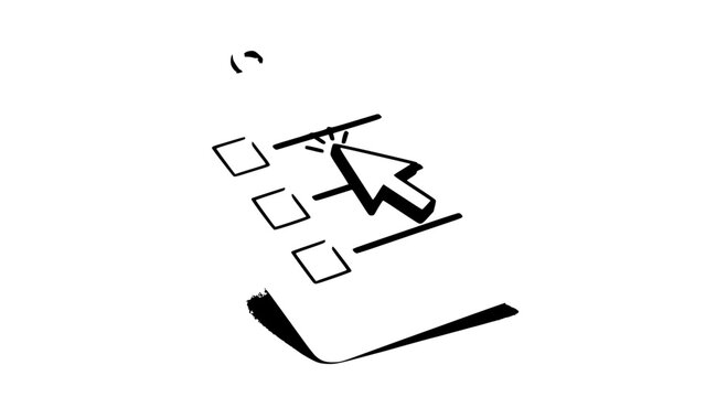 Dynamic cursor clicks on a digital checklist creating a sense of accomplishment and task completion for modern business and planning needs