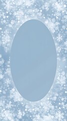 Snowflake border with icy blue circle, winter banner background
