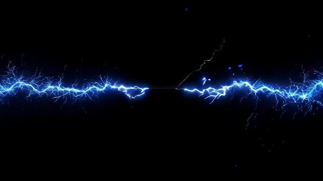 Electric Arc Energy Discharge Blue Lightning Bolt Effect Against Dark Background