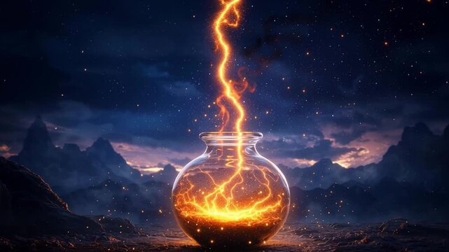 A potion of thunder crackling with energy