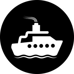 Cruise ship icon for travel agency branding, tourism promotion, or nautical themed design projects, perfect for logos, signage, and mobile apps