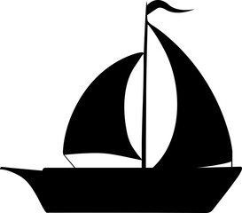 Elegant sailboat silhouette gliding on the water, a symbol of adventure, freedom, and exploration on the open sea - originally a scalable vector graphic