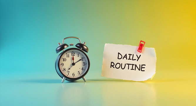 Daily Routine Concept Alarm Clock and Reminder Note