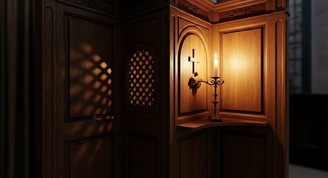Confessional Booth with Candle