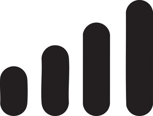 Four vertical black capsules of varying sizes aligned in a row