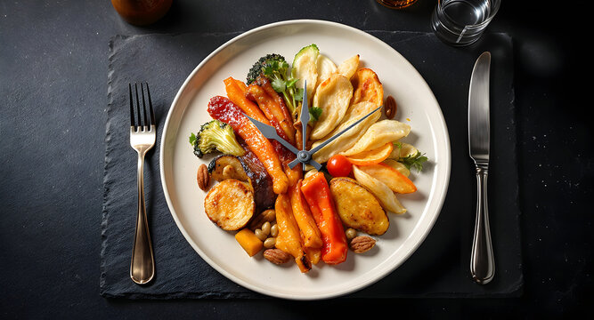 Healthy Food Platter Arranged as a Clock