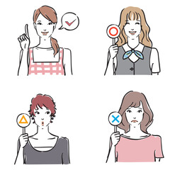 大人の女性表情いろいろ　バリエーション