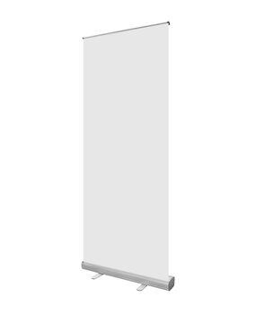 Side view Empty Roll up banner mock up isolated