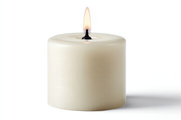 Elegant White Wax Candle Unlit on Bright Background - A Symbol of Calmness and Tradition
