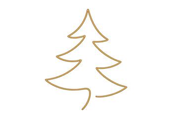 Fototapeta premium Glowing golden neon line forming a simple christmas tree shape, representing minimalism and holiday cheer on transparent background