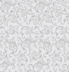 Seamless Vintage Decorative Flourish  On Gray Background