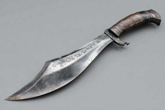 Gurkha Kukri: Detailed 3D Representation of a Sharp Nepalese Blade with Distinctive Handle