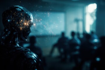 Fototapeta premium Exploring the Future: A Robotic Perspective on Human Learning and Interaction in Modern Classrooms