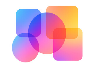 Geometric shapes overlapping with transparent gradients.