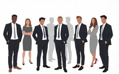Diverse business people full body png cut out element set. High quality
