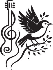 Fototapeta premium Elegant music bird silhouettes with branches
