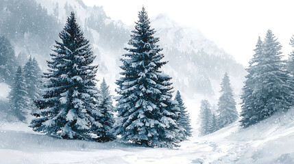 Fototapeta premium winter forest in the mountains