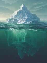 Majestic Iceberg Above and Below the Surface: Nature's Frozen Beauty