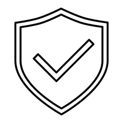 shield with checkmark line icon with editable stroke