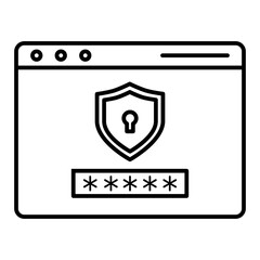 web security line icon with editable stroke