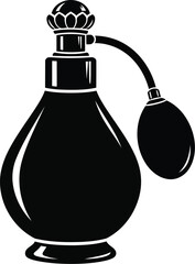 Elegant vintage perfume atomizer silhouette elegant glass bottle luxury fragrance design accessory vector