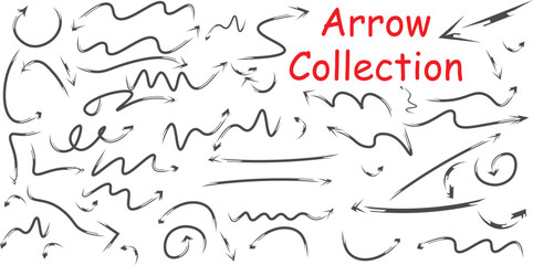 Dynamic collection of hand-drawn style arrows for creative direction, presentations, and design projects needing a touch of artistry and originality in navigation tools