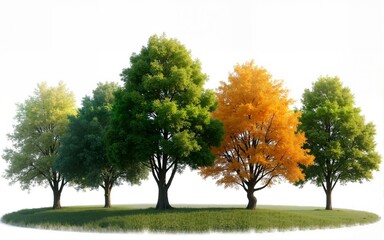 Obraz premium PNG Group of different trees landscape outdoors scenery. High quality
