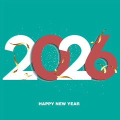 Colorful Happy New Year 2026 Celebration on Dark Blue Background — Vibrant Festive Design with Multicolored Dots and Stylized Number