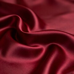 Closeup view of luxurious maroon silk fabric texture. Perfect for backgrounds for elegant designs, fashion photography, or luxury branding.