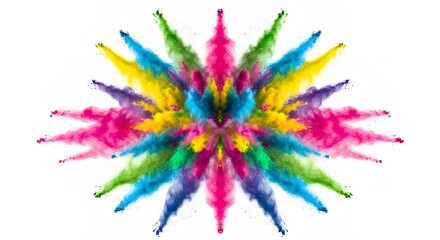 Vibrant Multicolored Abstract Watercolor Explosion on White Background