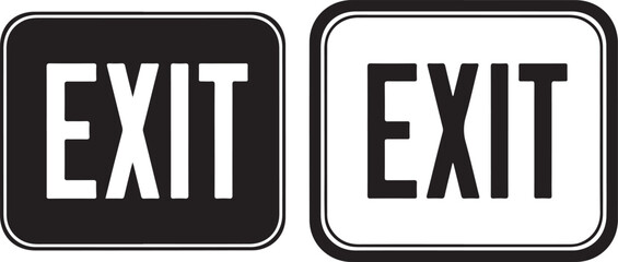 Obraz premium Two exit signs, one black with white text, the other white with black text