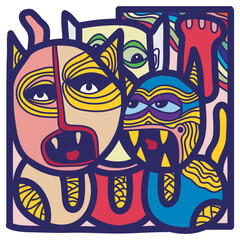 abstract vector illustration of cat