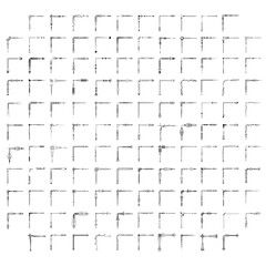 Set Hand Draw Of Corners Different Shapes Flower Decoration Vector Design Doodle Sketch Style For Wedding And Banner