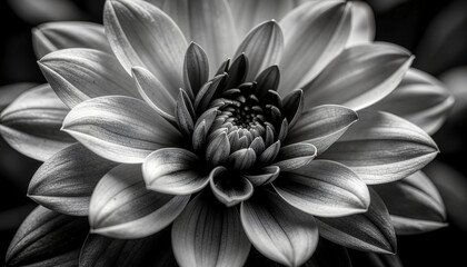 Elegant dahlia flower blossom in monochrome for timeless designs, bringing a touch of nature's artistry to your creative projects, artistic floral bloom