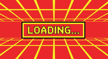 Retro loading screen pixel art background for website or game