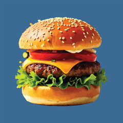hamburger on black background
