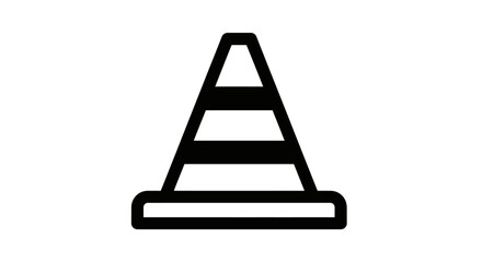 Black and white image of a traffic cone, used for road safety and construction.