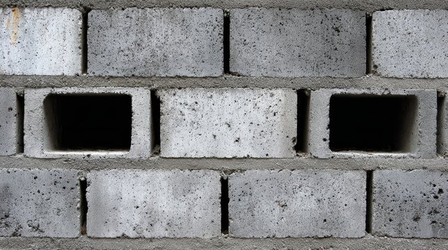 Textured Cinderblock Wall: Solid Foundation of Grey Masonry and Durable Cement Construction