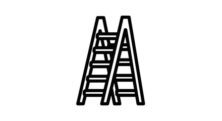 A simple black and white line drawing of a double-sided A-frame ladder.