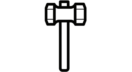 A detailed black and white illustration of a hammer, a tool used for construction and repair.