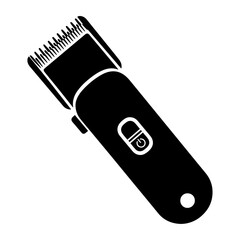 Black and white icon illustration of a cordless hair clipper