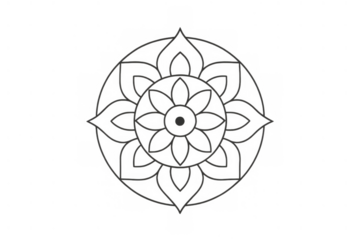 Mandala flower ornament line art vector transparent mystical spiritual symbol background graphic design element