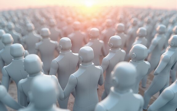 3D rendering of a large group of people. High quality