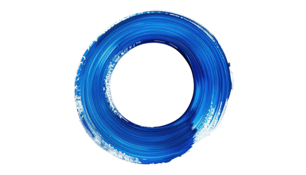 Painted blue circle on black; thick brushstrokes, swirl - Powered by Adobe