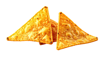 Triangle corn chips, orange, close-up, stacked