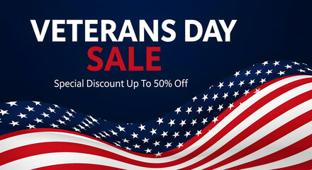 Veterans Day Sale Special Discount Up To 50 Percent Off American Flag image photo