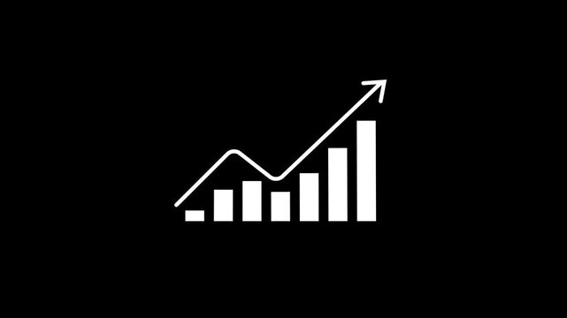 Minimalist Growth Bar Chart with Upward Arrow. Business Success and Financial Progress Concept